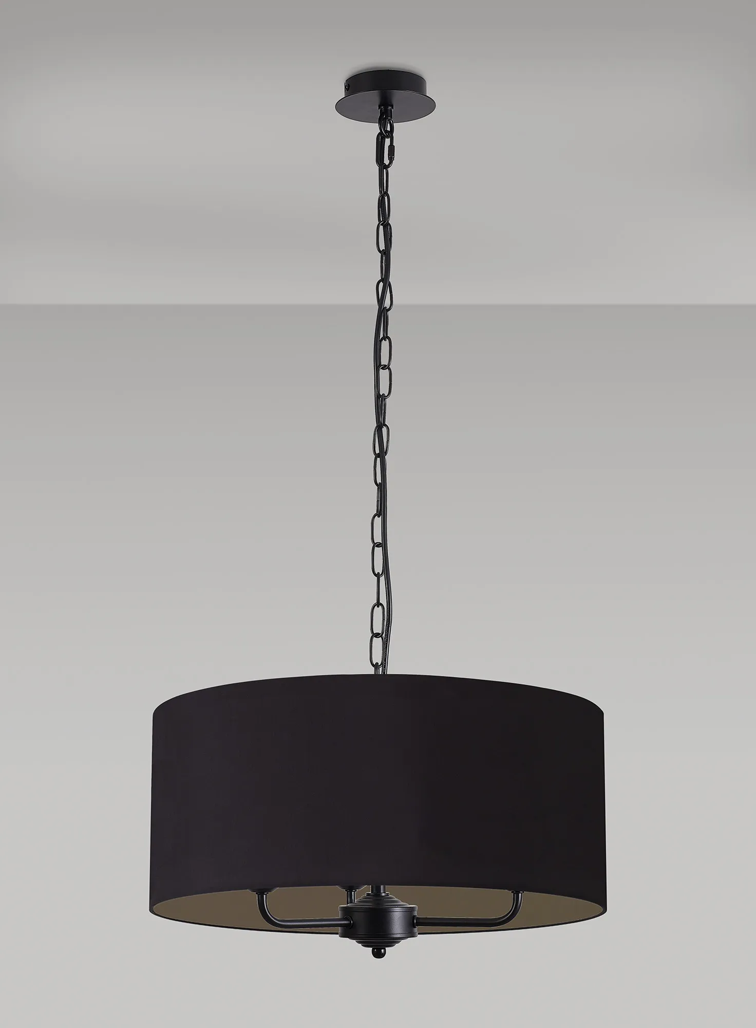 Banyan 50cm 3 Light Pendant Matt Black, Midnight Black/Green Olive DK1035  Deco Banyan MB BL/GR